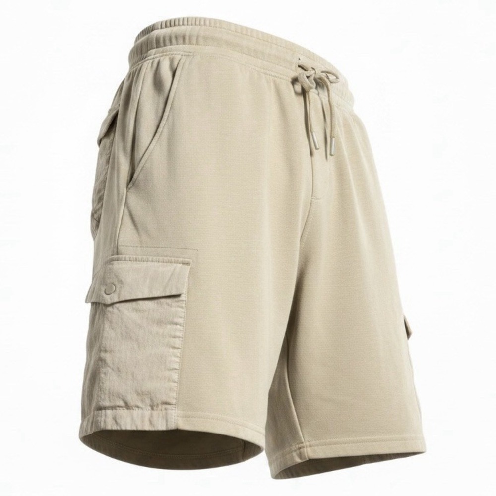 Kyodan Cargo Shorts L Beige Mixed Media Zip Pockets Drawstring Gorpcore Utility - Picture 9 of 9